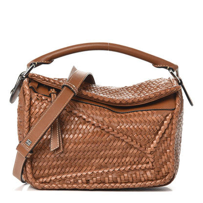 Loewe Calfskin Woven Small Puzzle Bag Tan 1 of 9