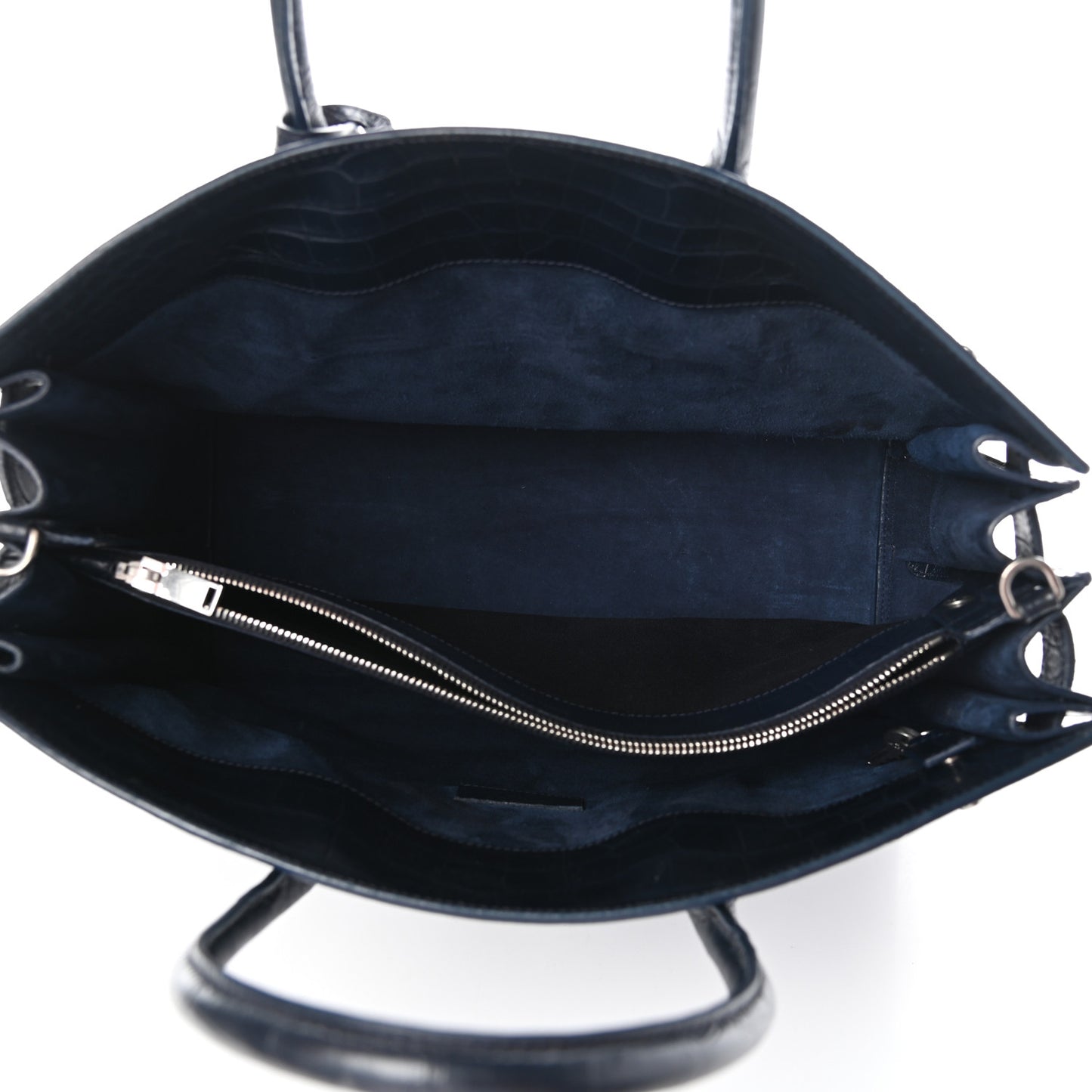 Calfskin Crocodile Embossed Medium Souple Sac De Jour Medium Blue