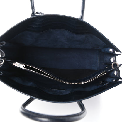Saint Laurent Calfskin Crocodile Embossed Medium Souple Sac De Jour Medium Blue 5 of 9