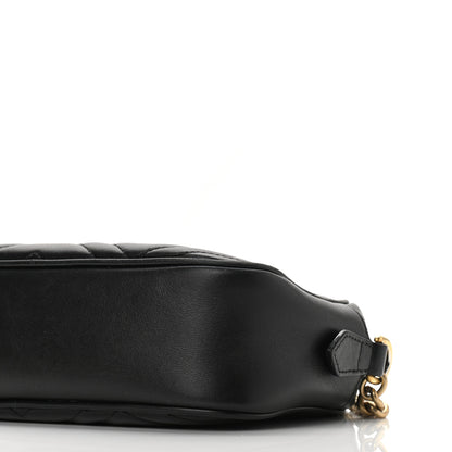 Gucci Calfskin Matelasse Small GG Marmont Chain Shoulder Bag Black 10 of 13