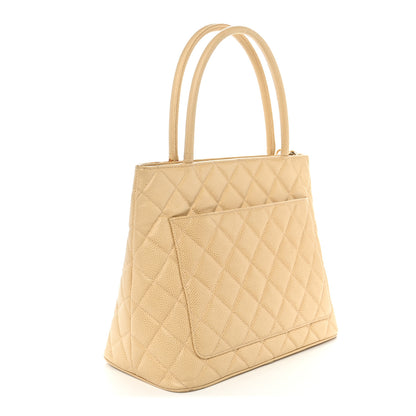 Chanel Caviar Quilted Medallion Tote Beige 3 of 14