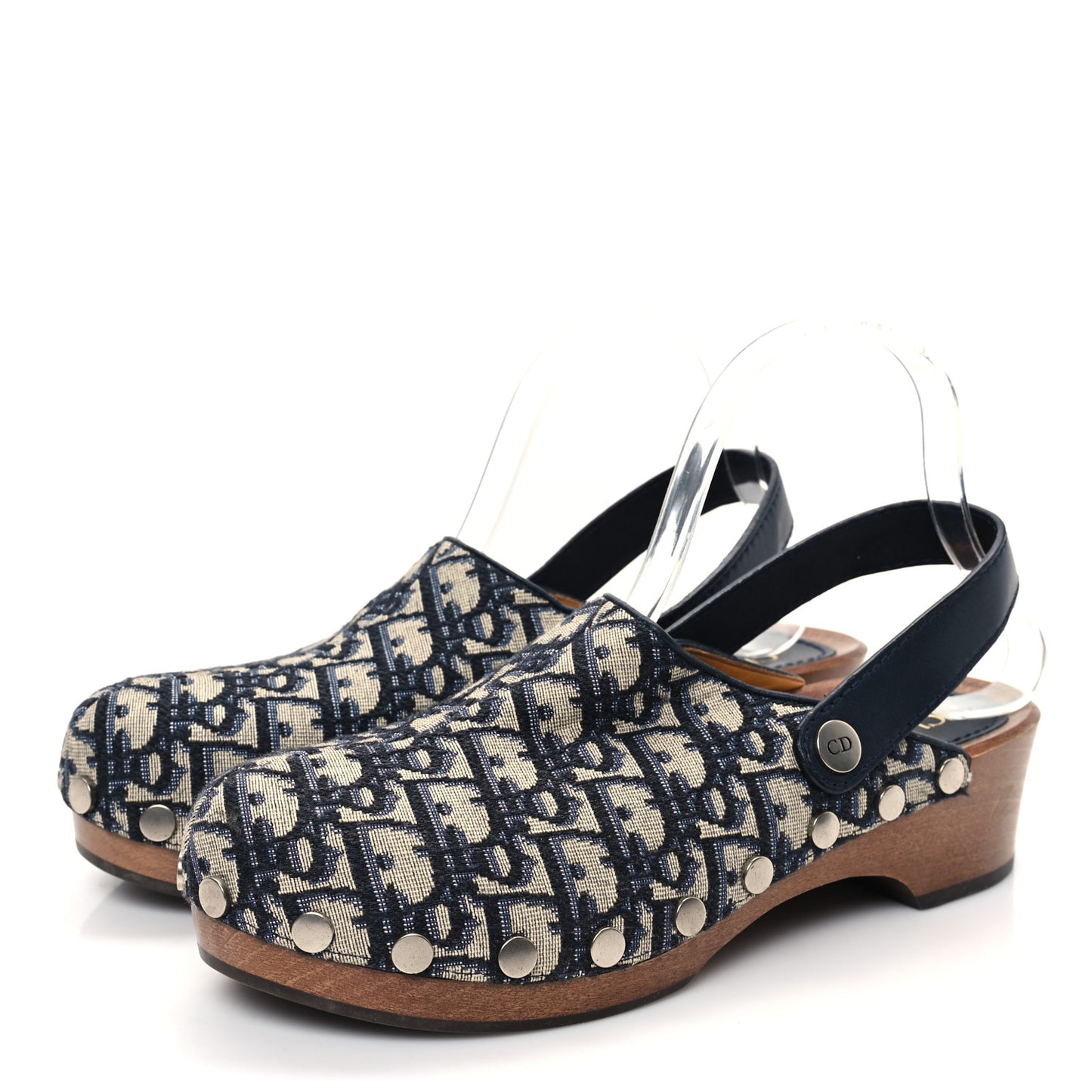 Canvas Oblique Diorquake 20mm Slingback Clogs 38 Deep Blue
