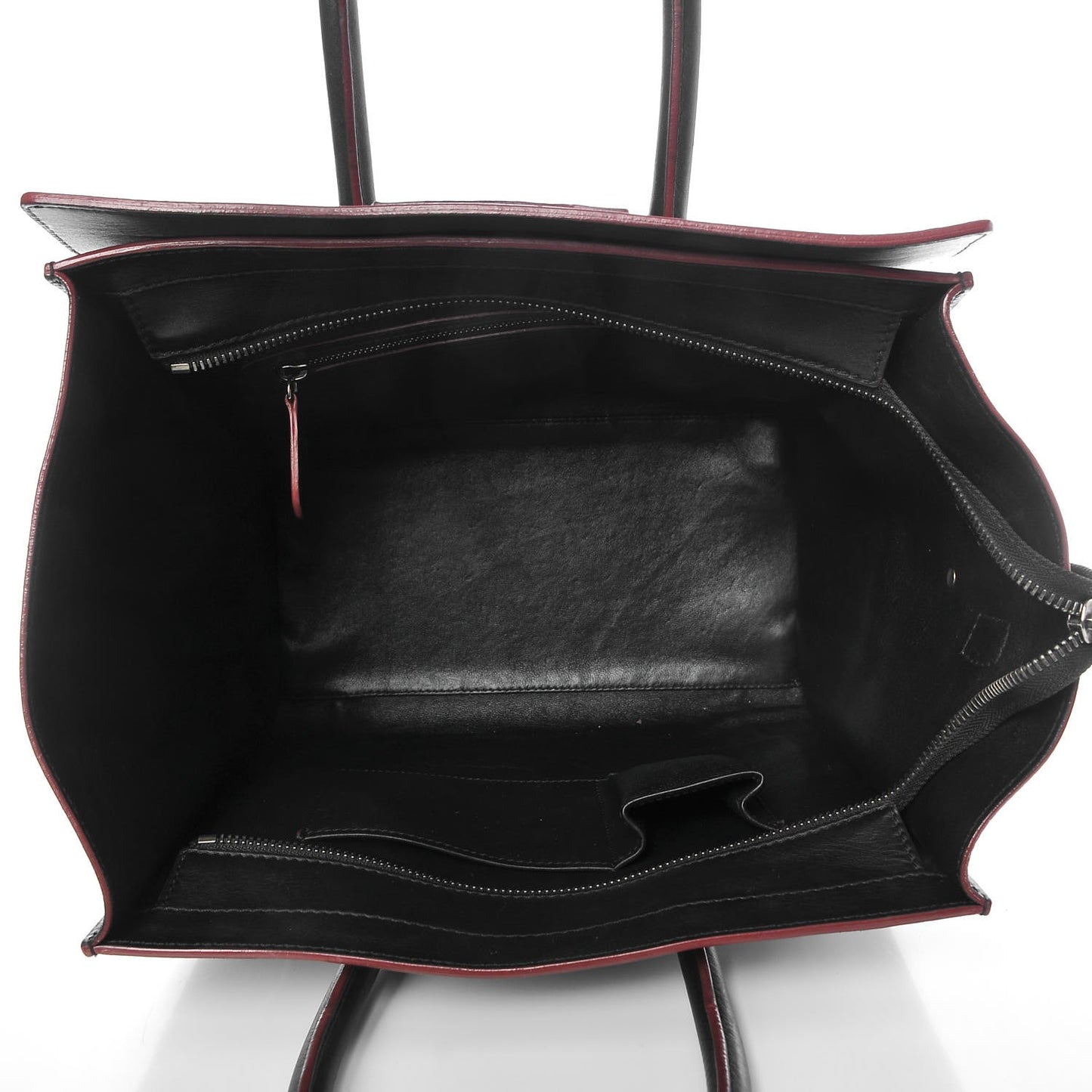 Smooth Calfskin Mini Luggage Black Pink Trim