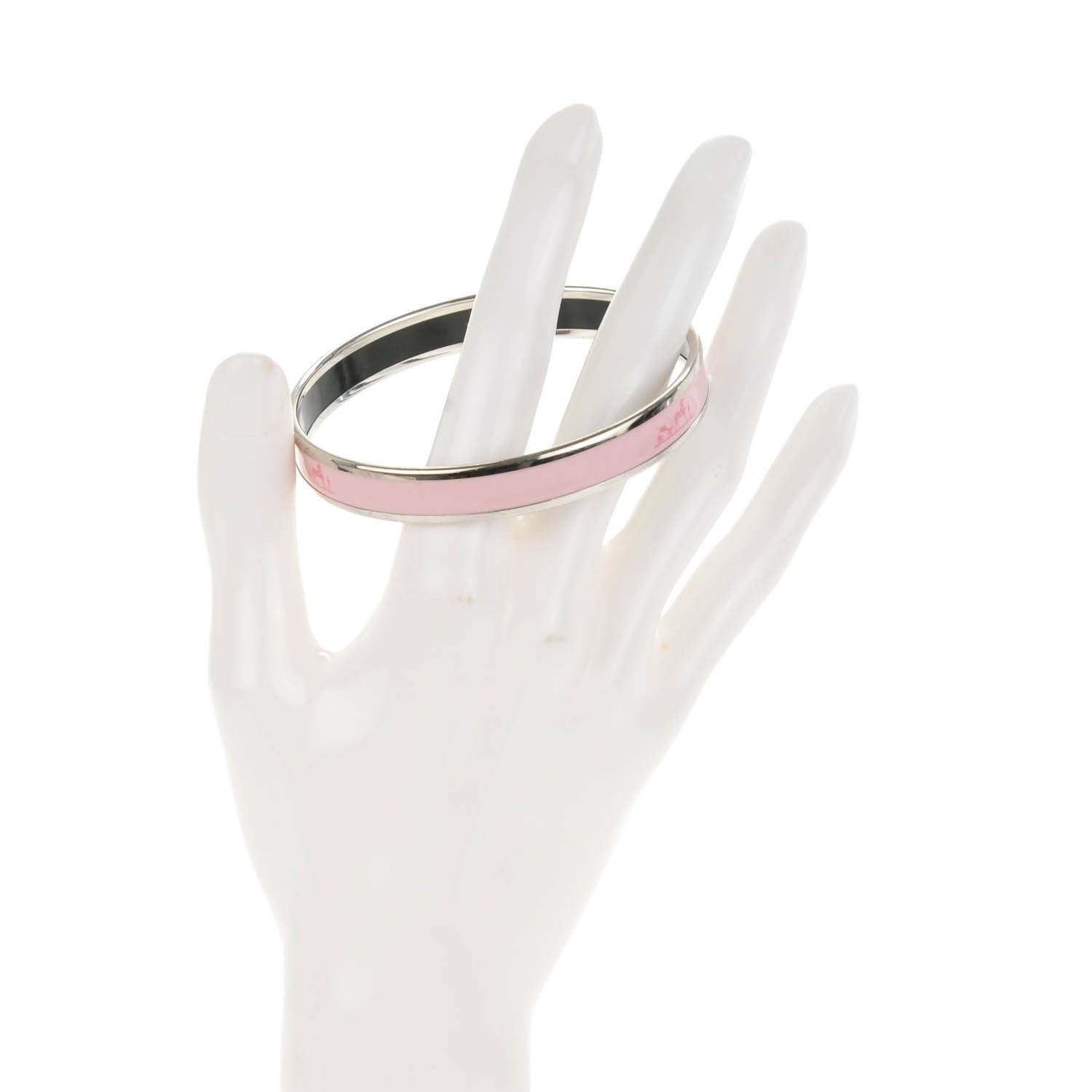 Hermes Enamel Printed Narrow Caleche Bracelet 70 Rose Dragee 2 of 5