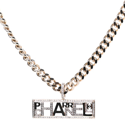 Chanel x Pharrell Williams Crystal Logo Necklace Gold 1 of 4