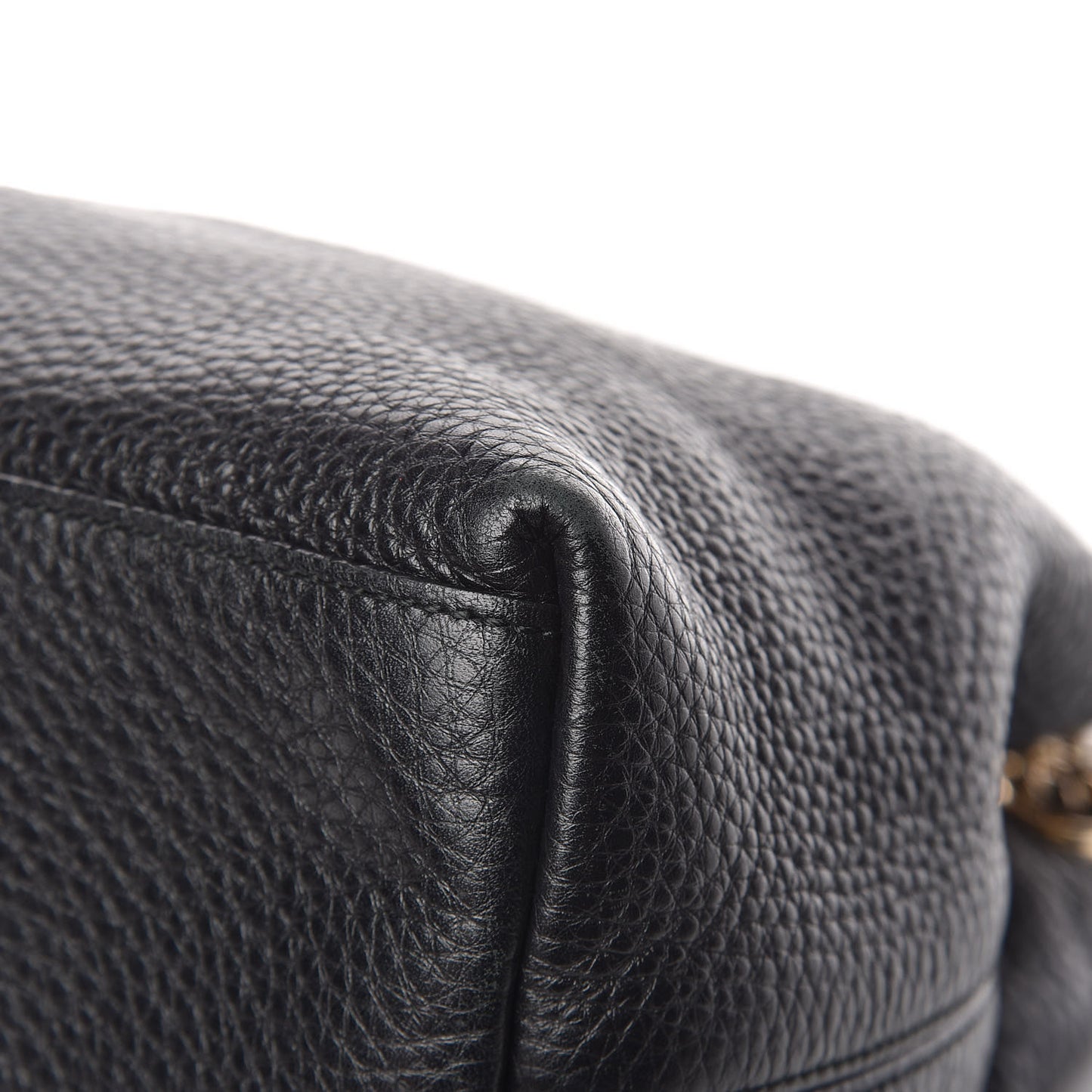 Pebbled Calfskin Medium Soho Chain Shoulder Bag Black