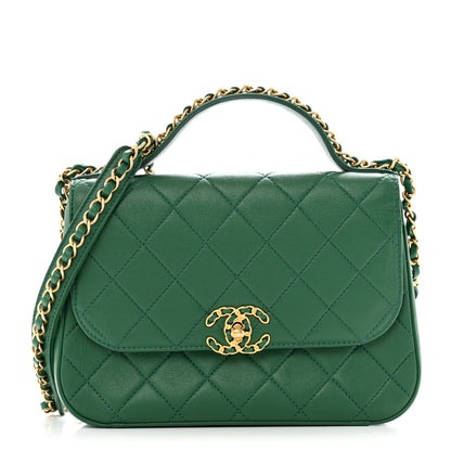Chanel Lambskin Quilted Chain Infinity Top Handle Flap Green 1 of 13