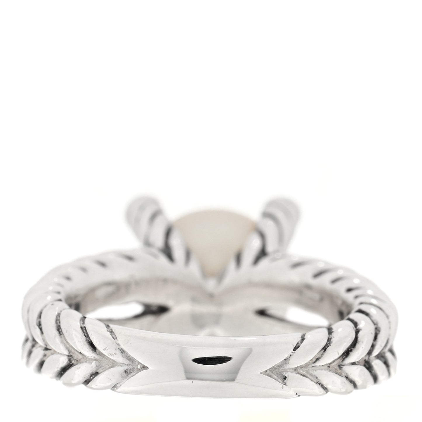 Sterling Silver Diamond Pearl 10mm Cable Ring 54 7