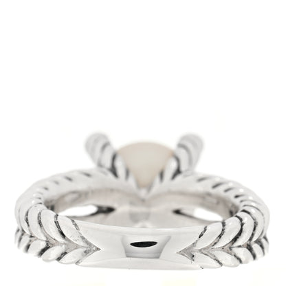 David Yurman Sterling Silver Diamond Pearl 10mm Cable Ring 54 7 3 of 4