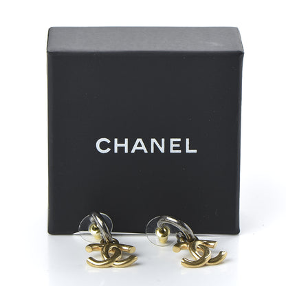 Chanel Metal Drop CC Earrings Ruthenium Gold 4 of 4