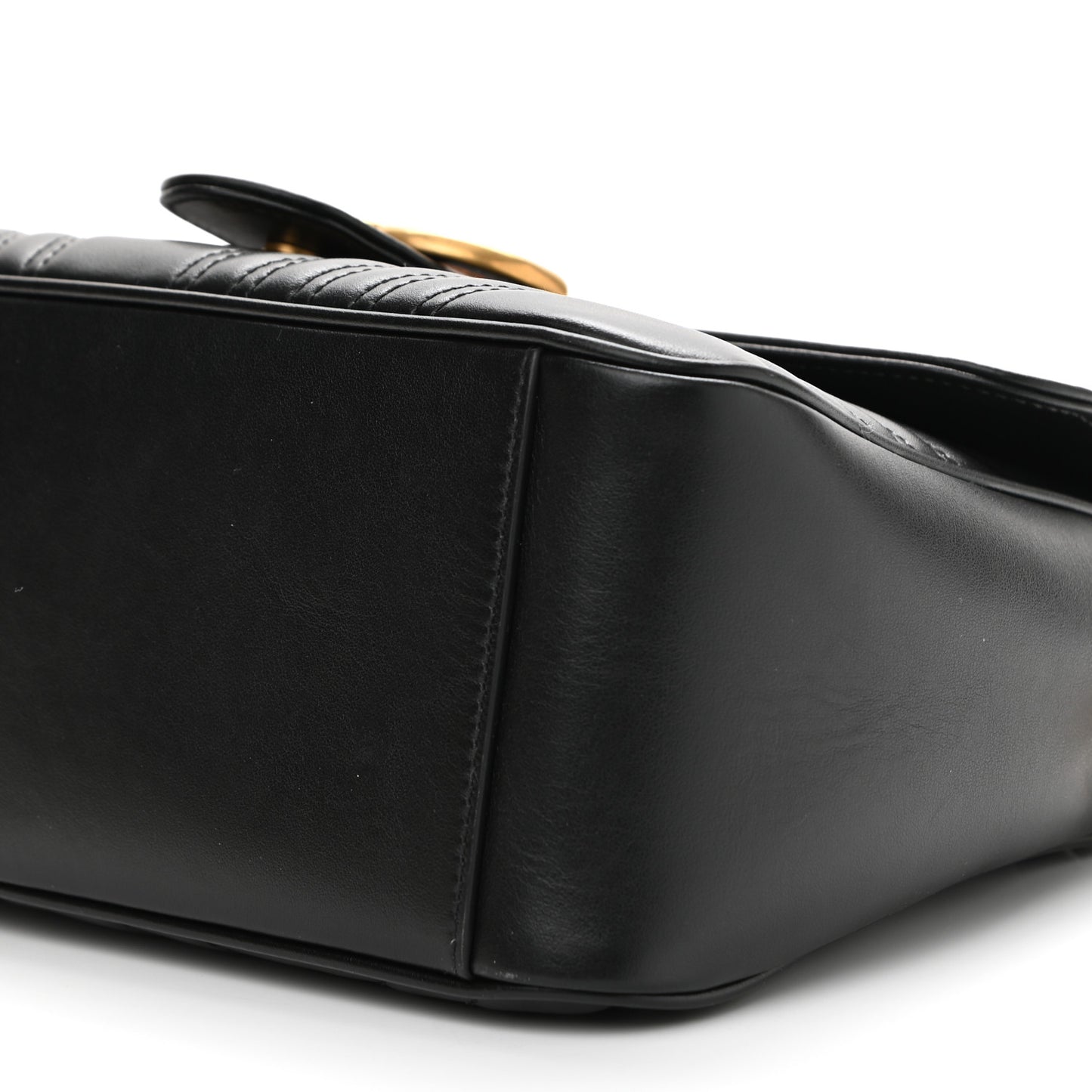 Calfskin Matelasse Small GG Marmont Top Handle Shoulder Bag Black