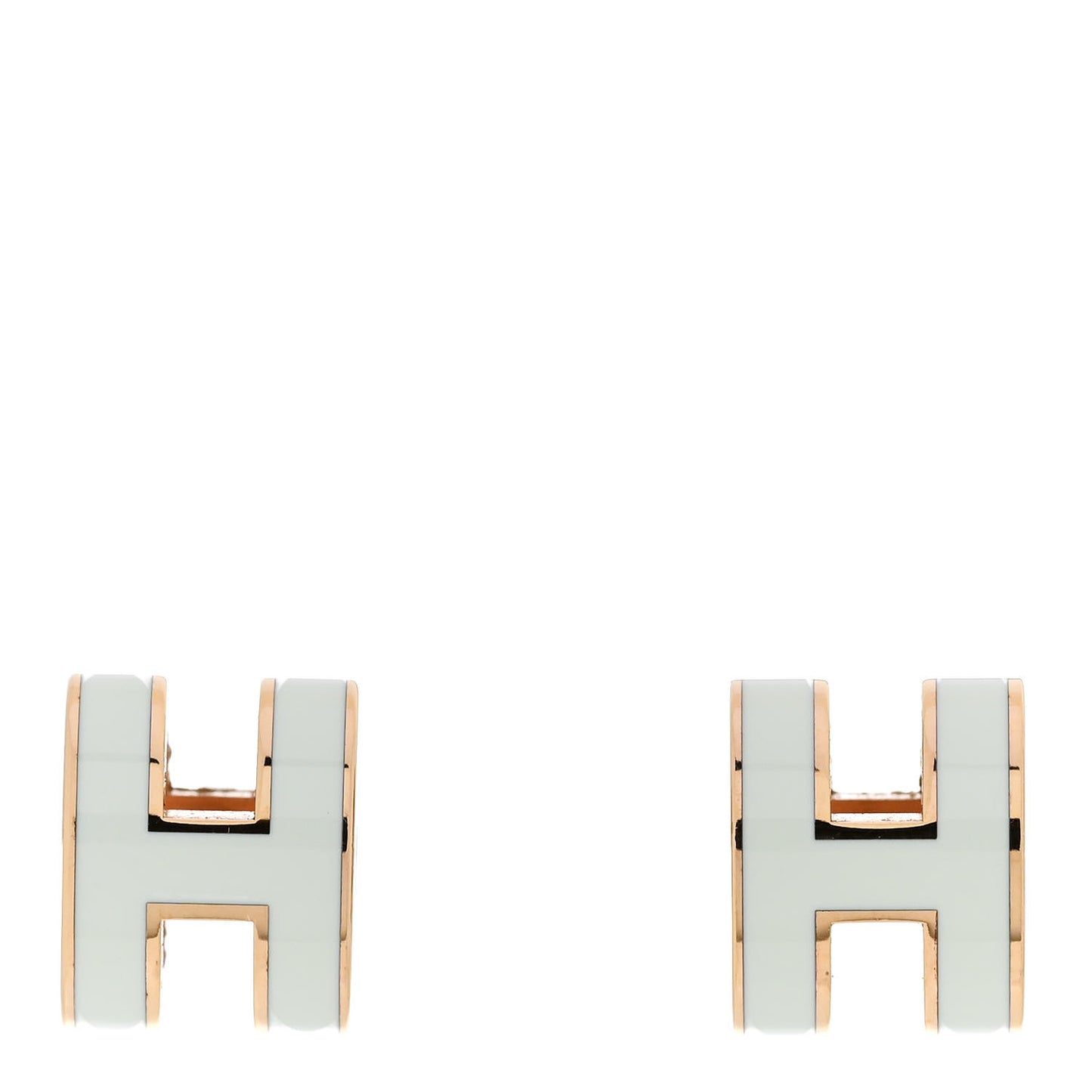Rose Gold Lacquered Mini Pop H Earrings Vert Fizz