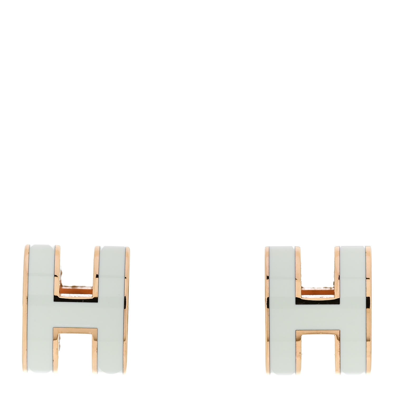 Hermes Rose Gold Lacquered Mini Pop H Earrings Vert Fizz 1 of 6