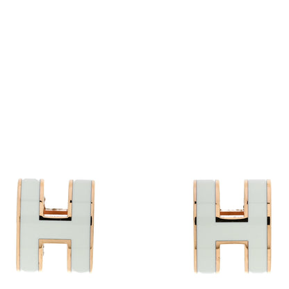 Hermes Rose Gold Lacquered Mini Pop H Earrings Vert Fizz 1 of 6