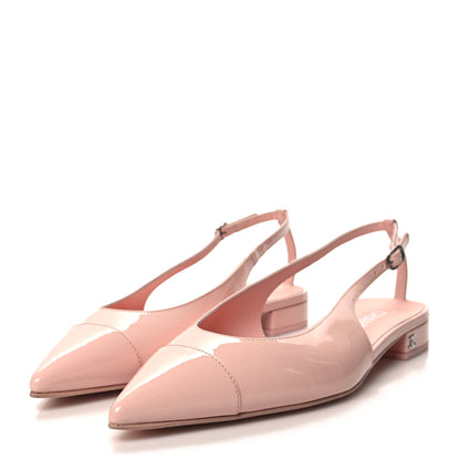Chanel Patent Calfskin Cap Toe Slingback Flats 41 Blush 3 of 8