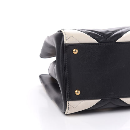 Gucci Calfskin Matelasse Small GG Marmont Tote Black White 10 of 12