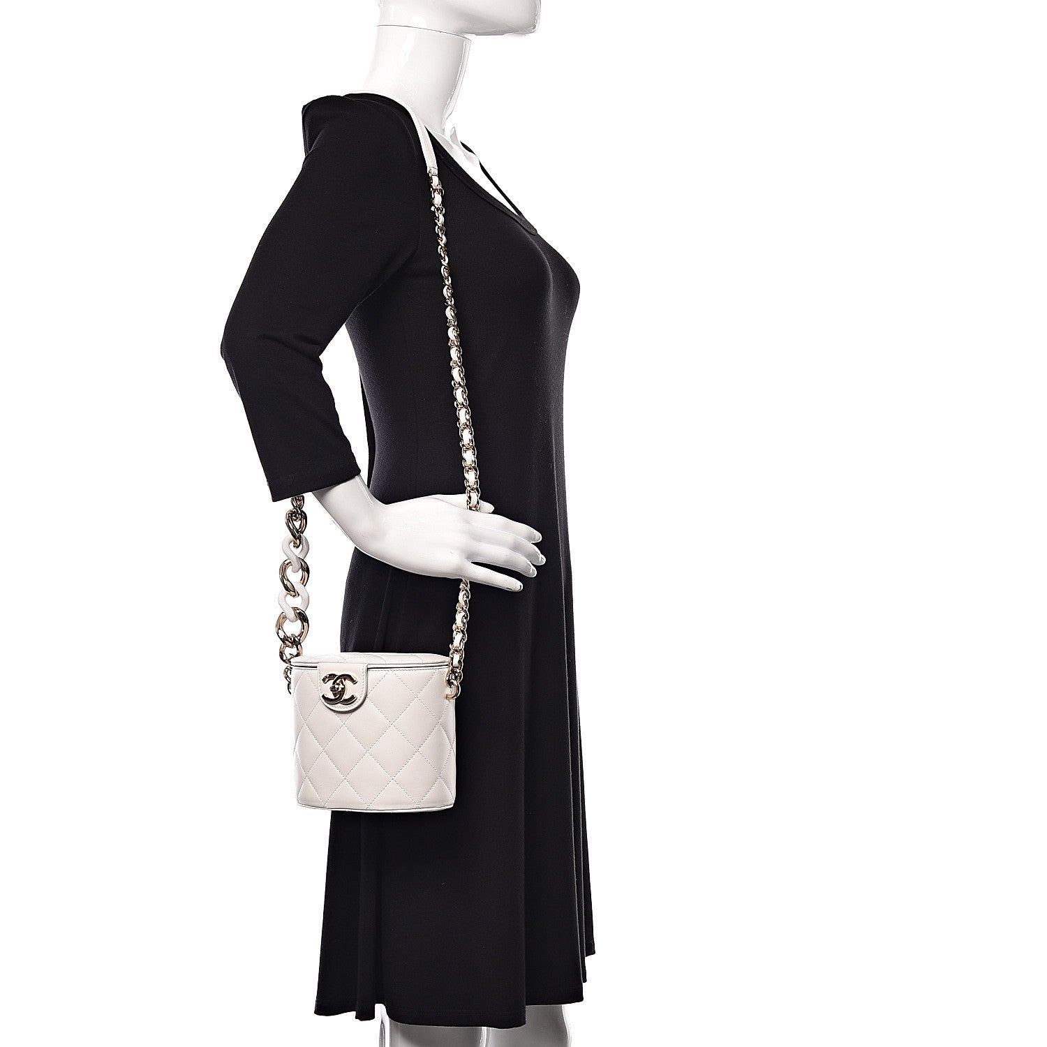 Chanel Lambskin Resin Elegant Chain Vanity Case White 2 of 12