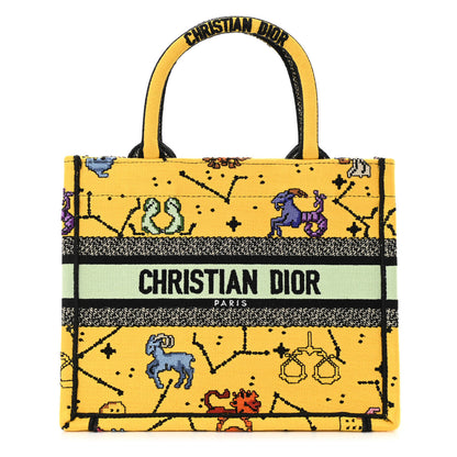 Christian Dior Canvas Embroidered Small Pixel Zodiac Book Tote Yellow Multicolor 1 of 10