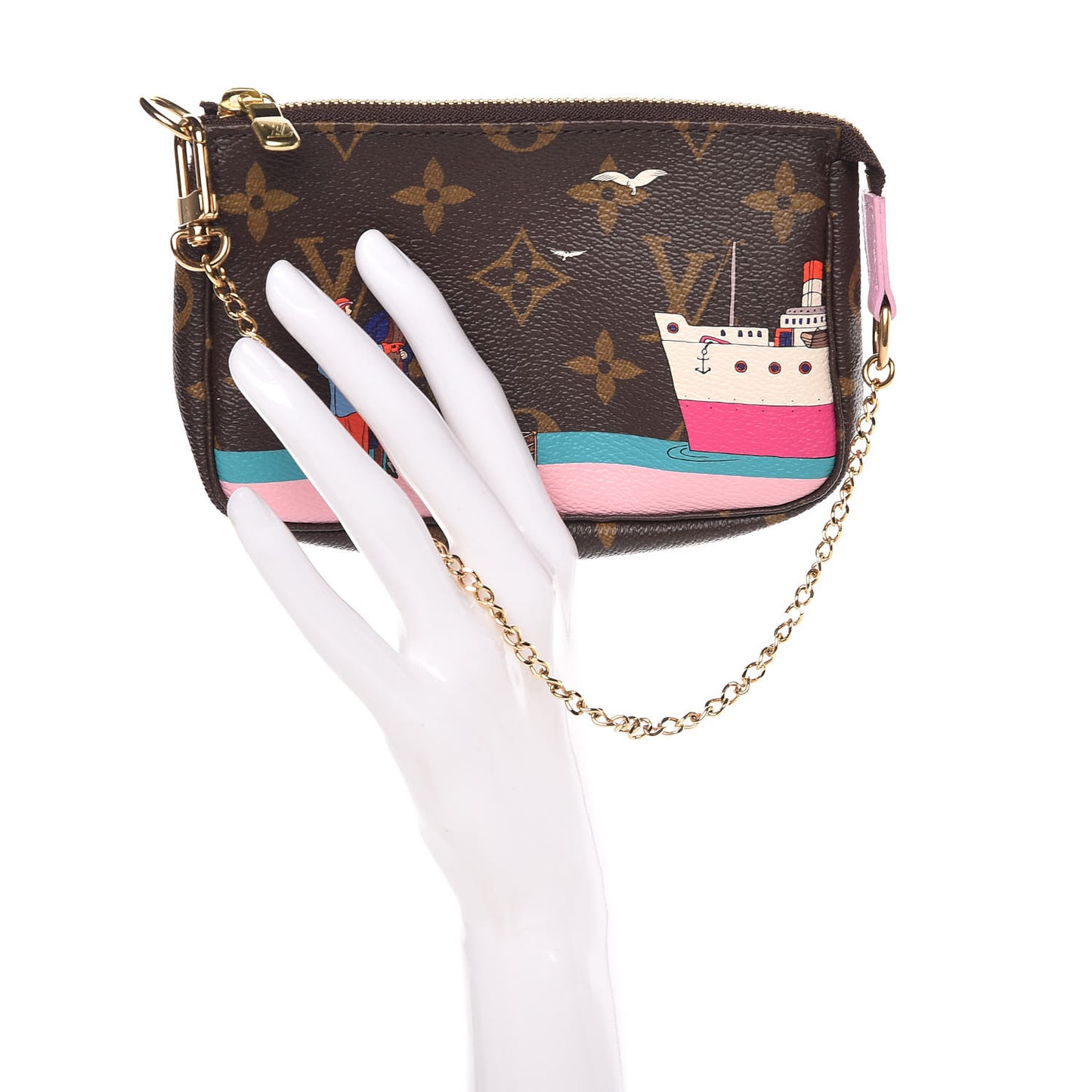 Monogram 2016 Christmas Animation Mini Pochette Accessories Rose Ballerine