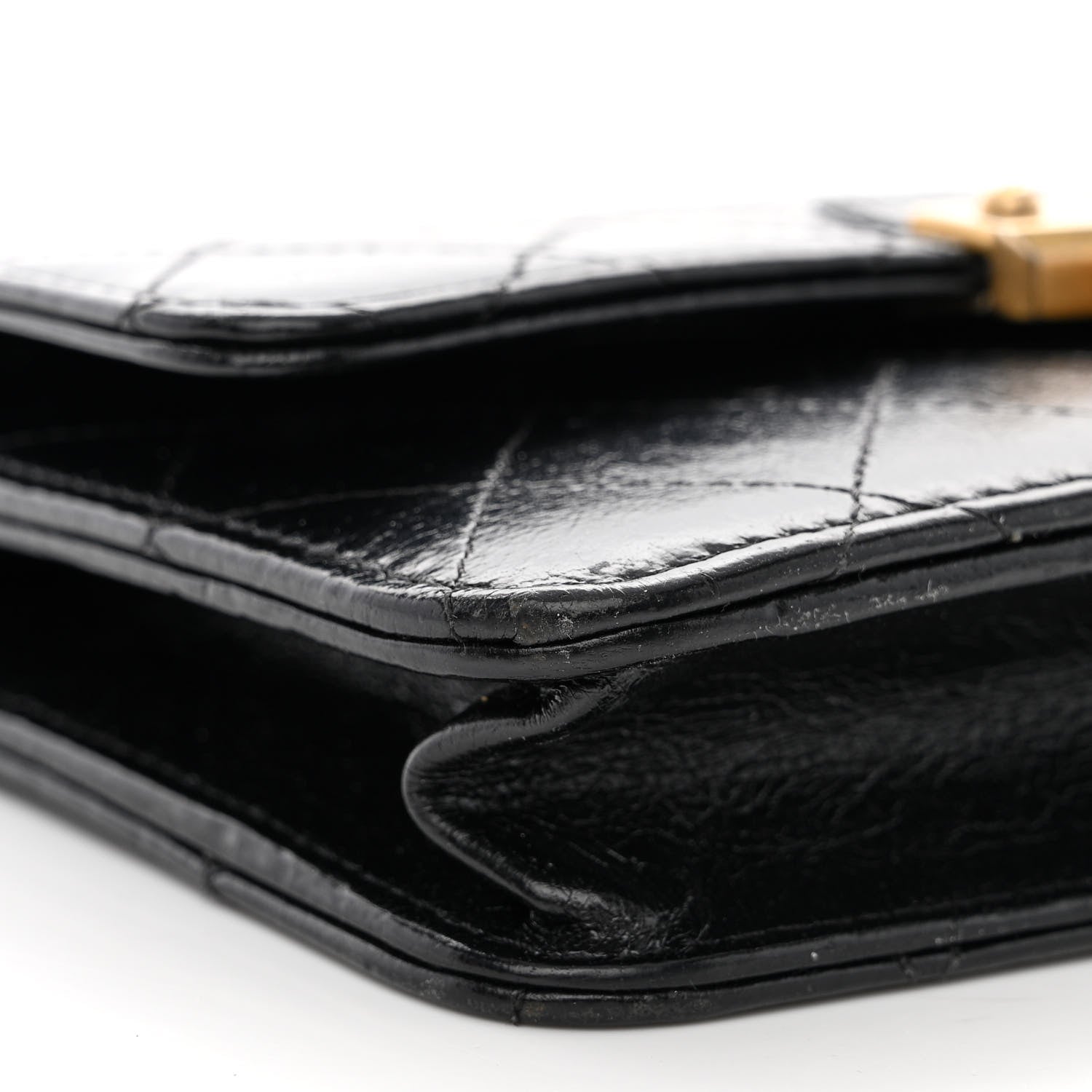 Chanel Aged Glazed Calfskin Stitched Golden Class CC Wallet on Chain WOC Black 10 of 13