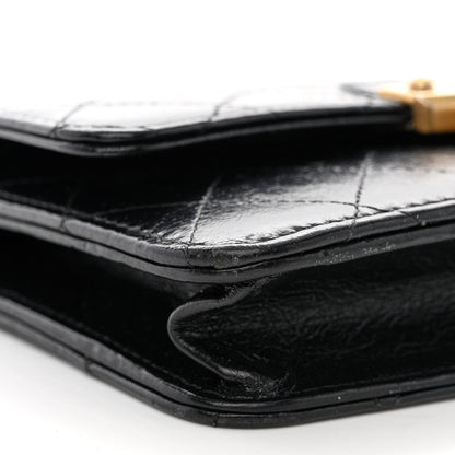 Chanel Aged Glazed Calfskin Stitched Golden Class CC Wallet on Chain WOC Black 10 of 13