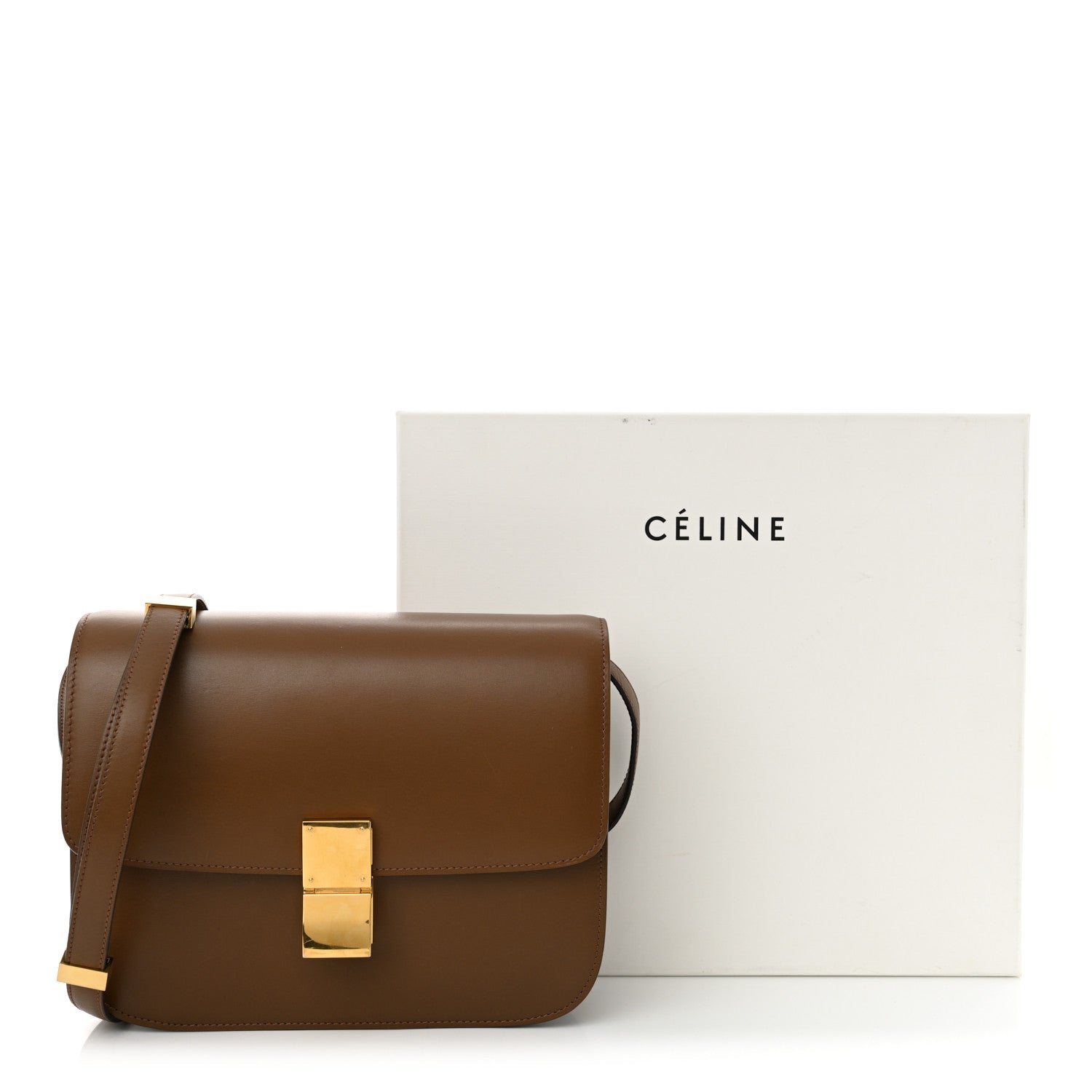 Celine Box Calfskin Medium Classic Box Flap Bag Camel 11 of 11