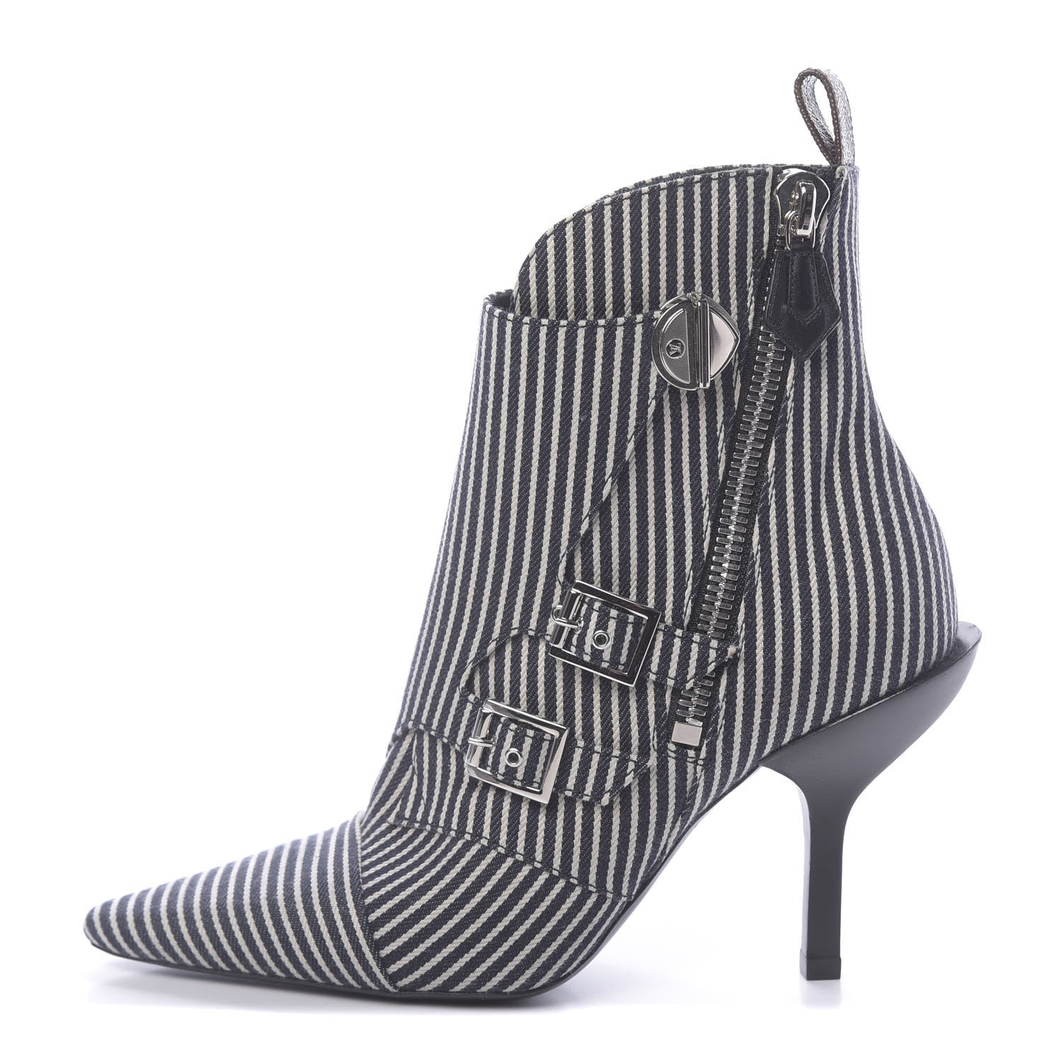 Louis Vuitton Canvas Striped Janet Ankle Boots 35 Black 1 of 8
