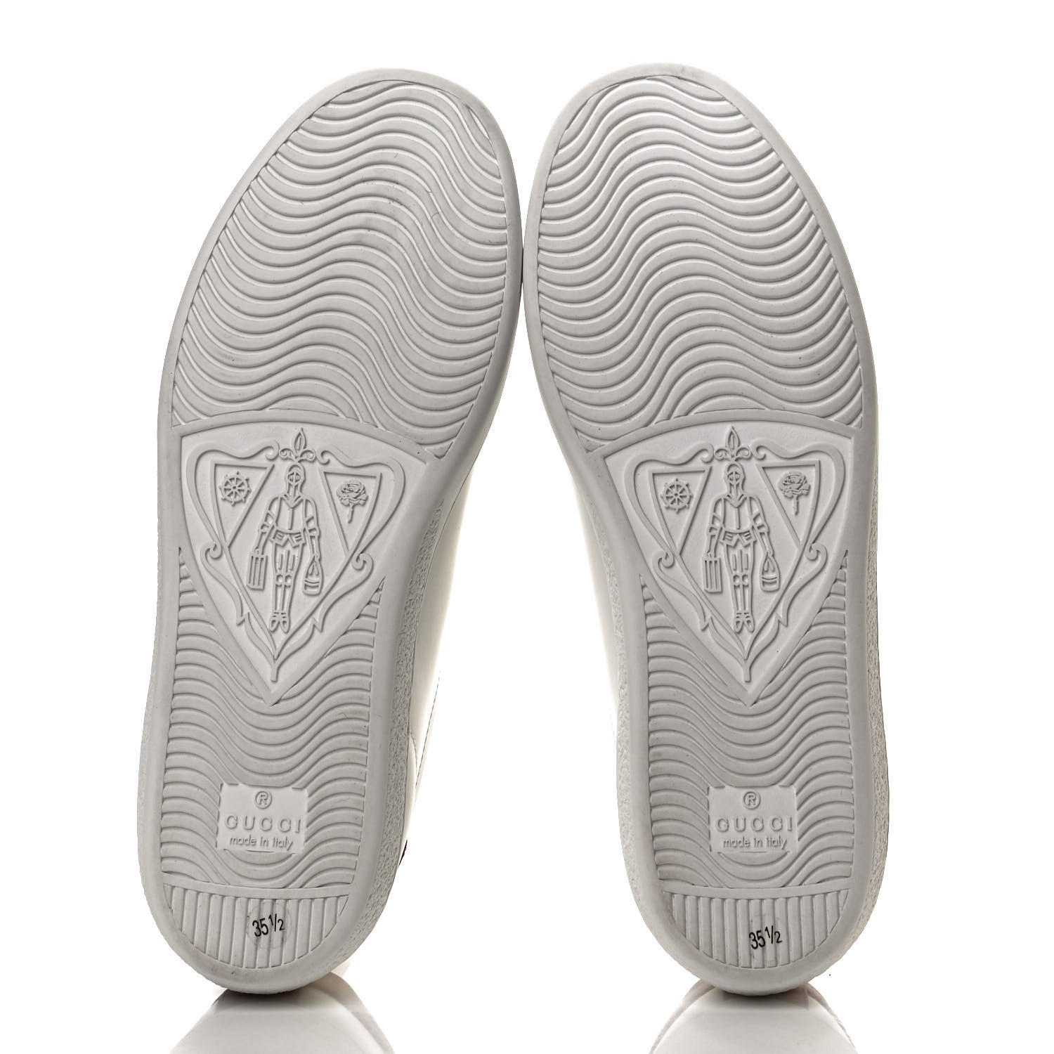 Gucci Calfskin Interlocking G Perforated Womens Ace Sneakers 35.5 White Hibiscus Red 7 of 9