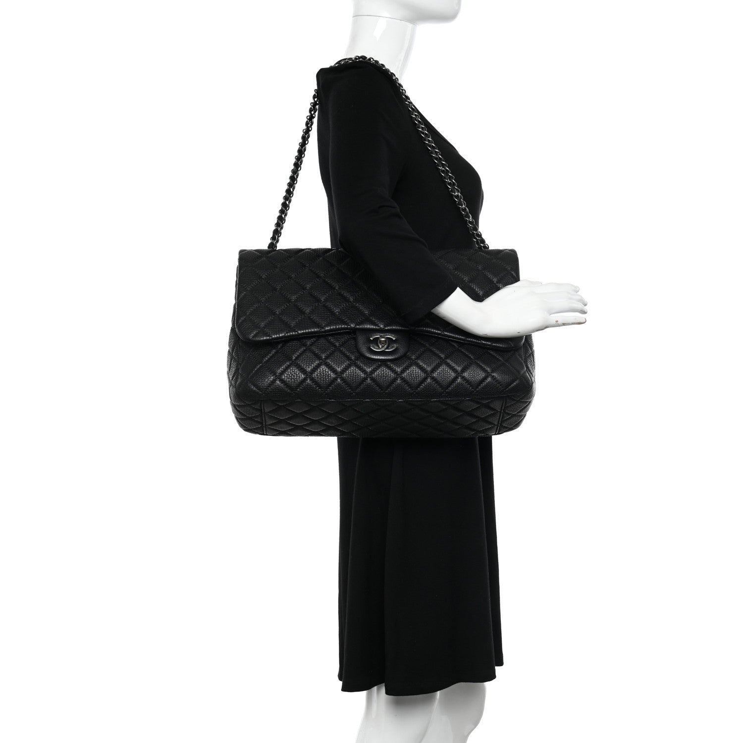 Chanel Grained Calfskin Quilted Small XXL Travel Flap Bag Black 2 of 10
