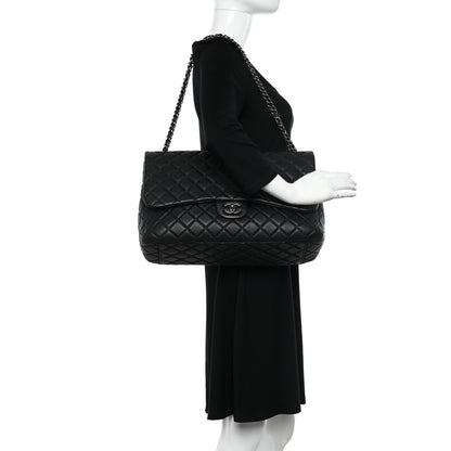 Chanel Grained Calfskin Quilted Small XXL Travel Flap Bag Black 2 of 10