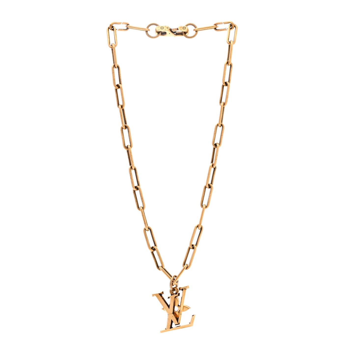 Metal LV Flower Necklace Gold