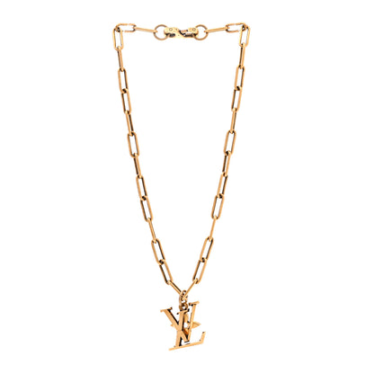 Louis Vuitton Metal LV Flower Necklace Gold 3 of 5
