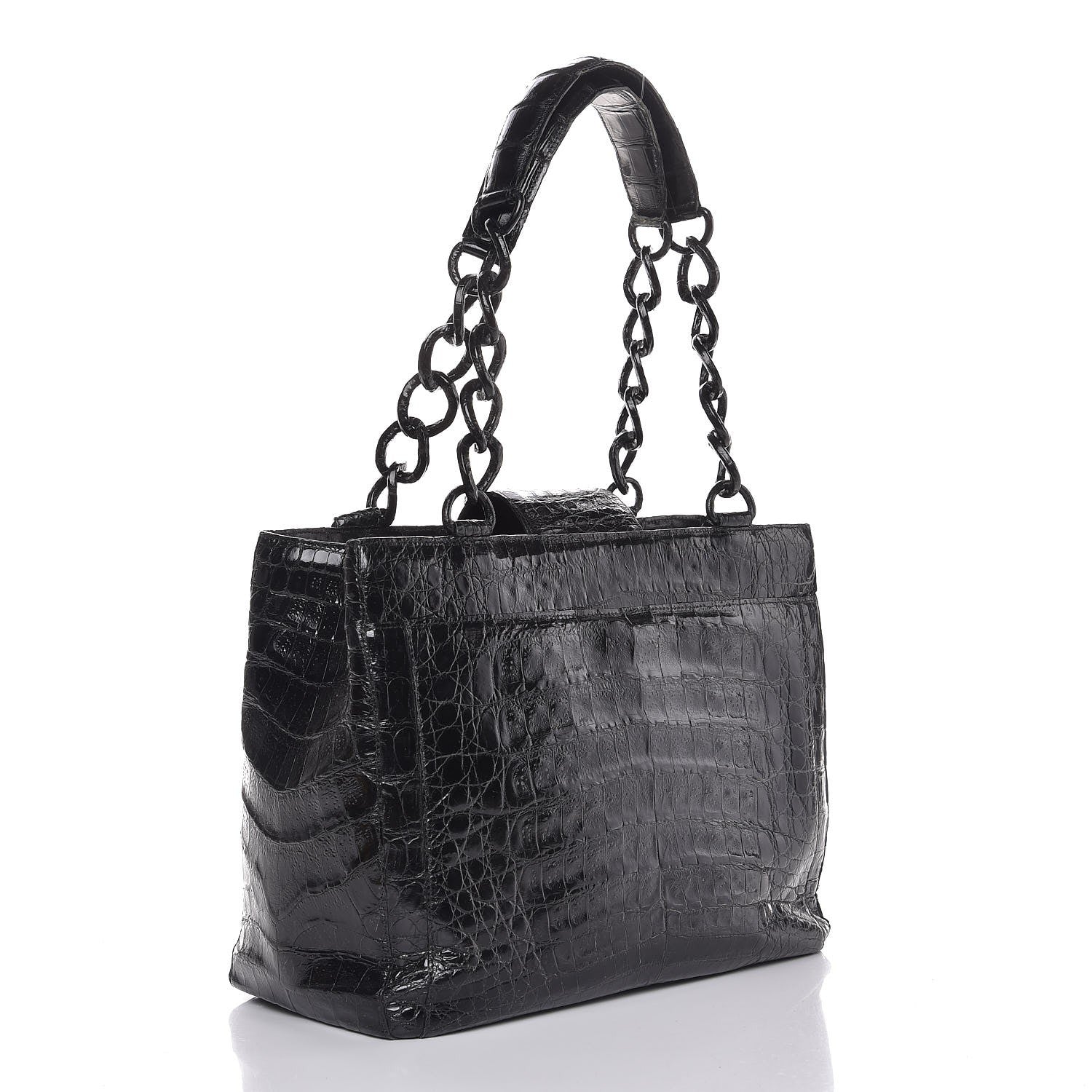 Nancy Gonzalez Glossy Crocodile Chain Tote Black 3 of 15