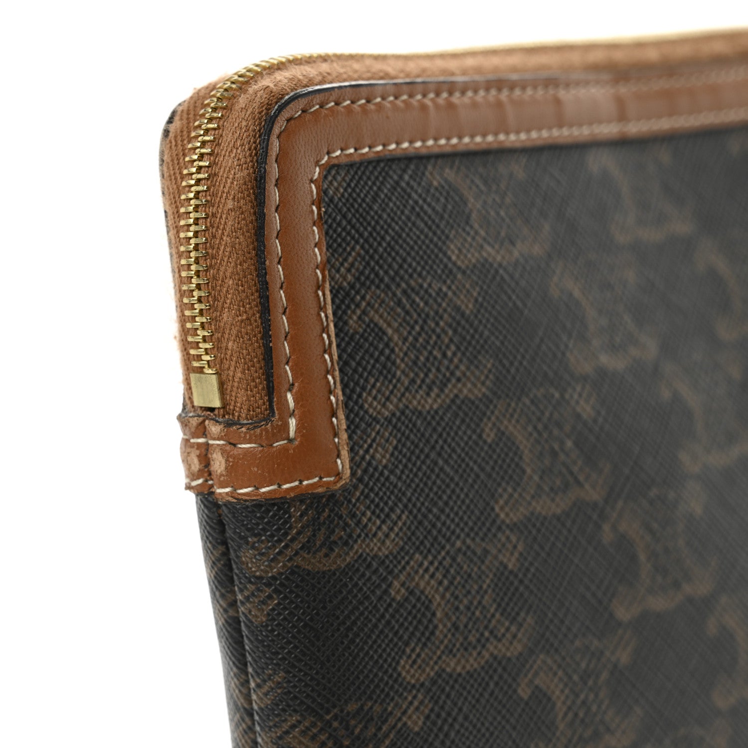 Celine Triomphe Canvas Lambskin Small Pouch Tan 9 of 9