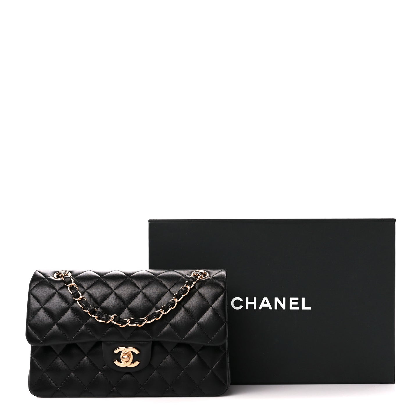 Lambskin Quilted Small Double Flap Black