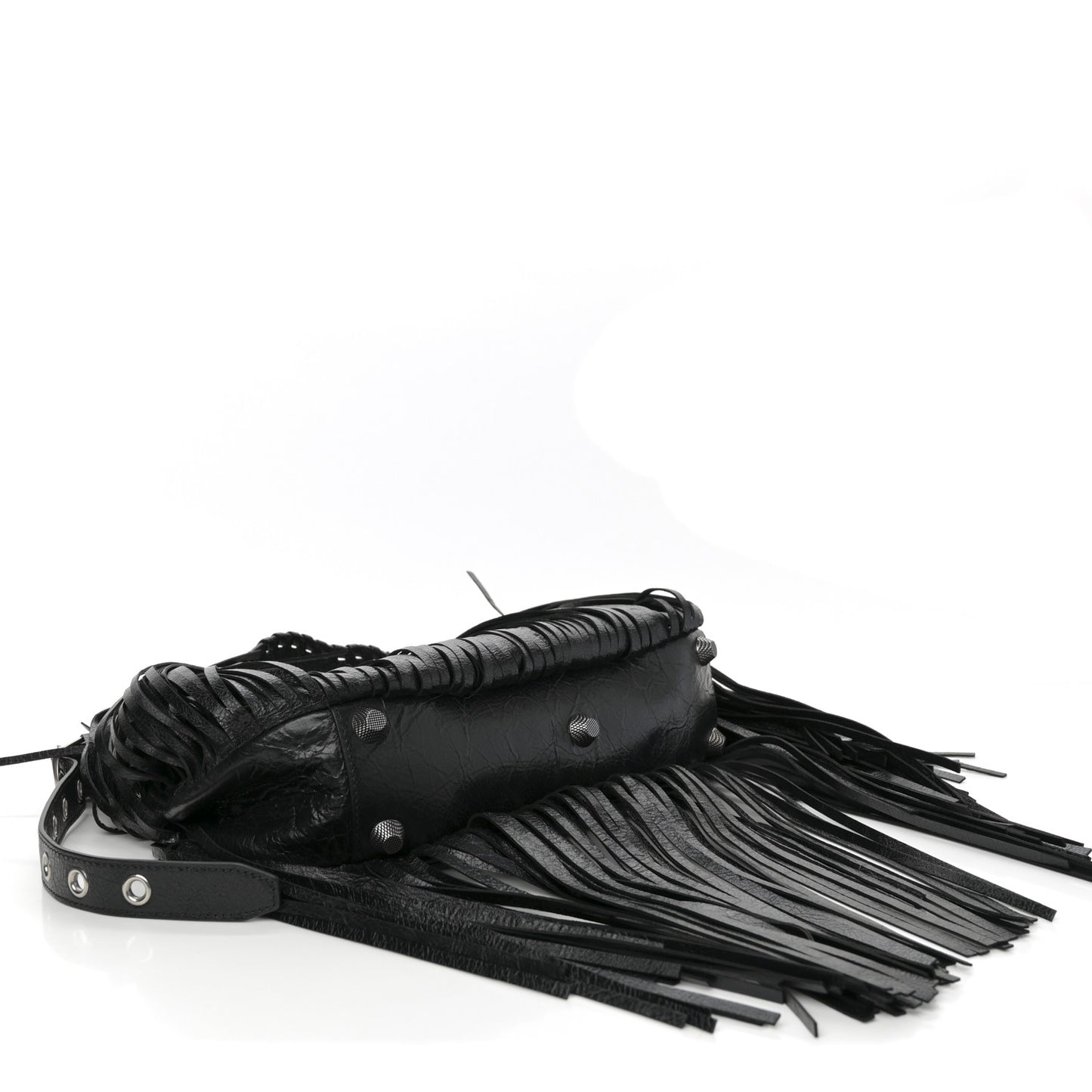 Agneau Arena Small Le Cagole Fringe Shoulder Bag Black