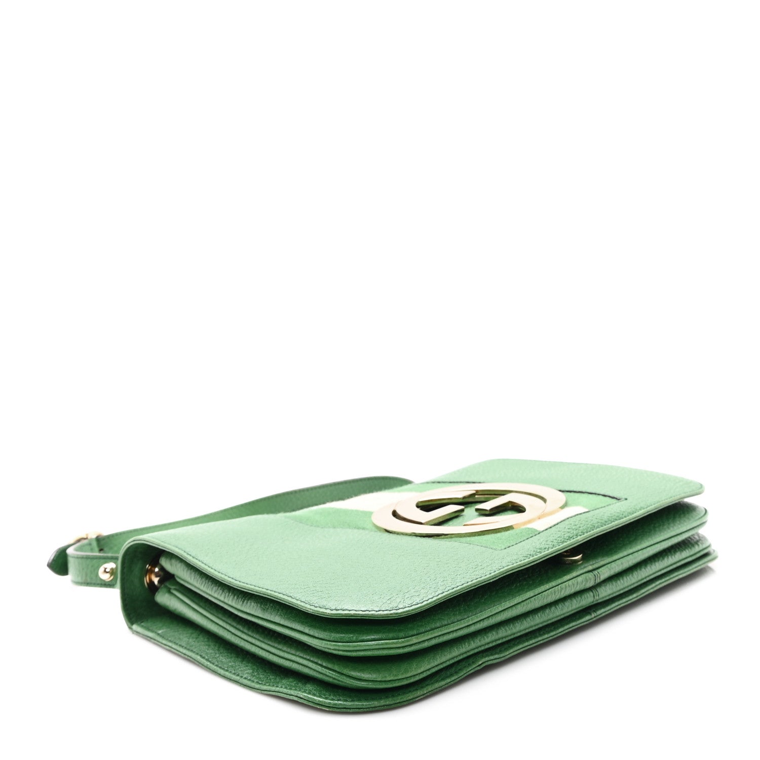 Gucci Pebbled Calfskin Web Blondie Hobo Green 4 of 12