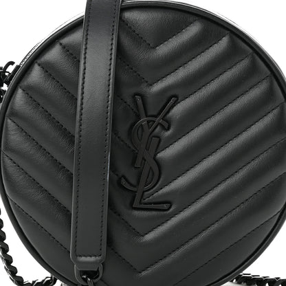 Saint Laurent Calfskin Matelasse Chevron Round Vinyle Camera Bag Black 8 of 10
