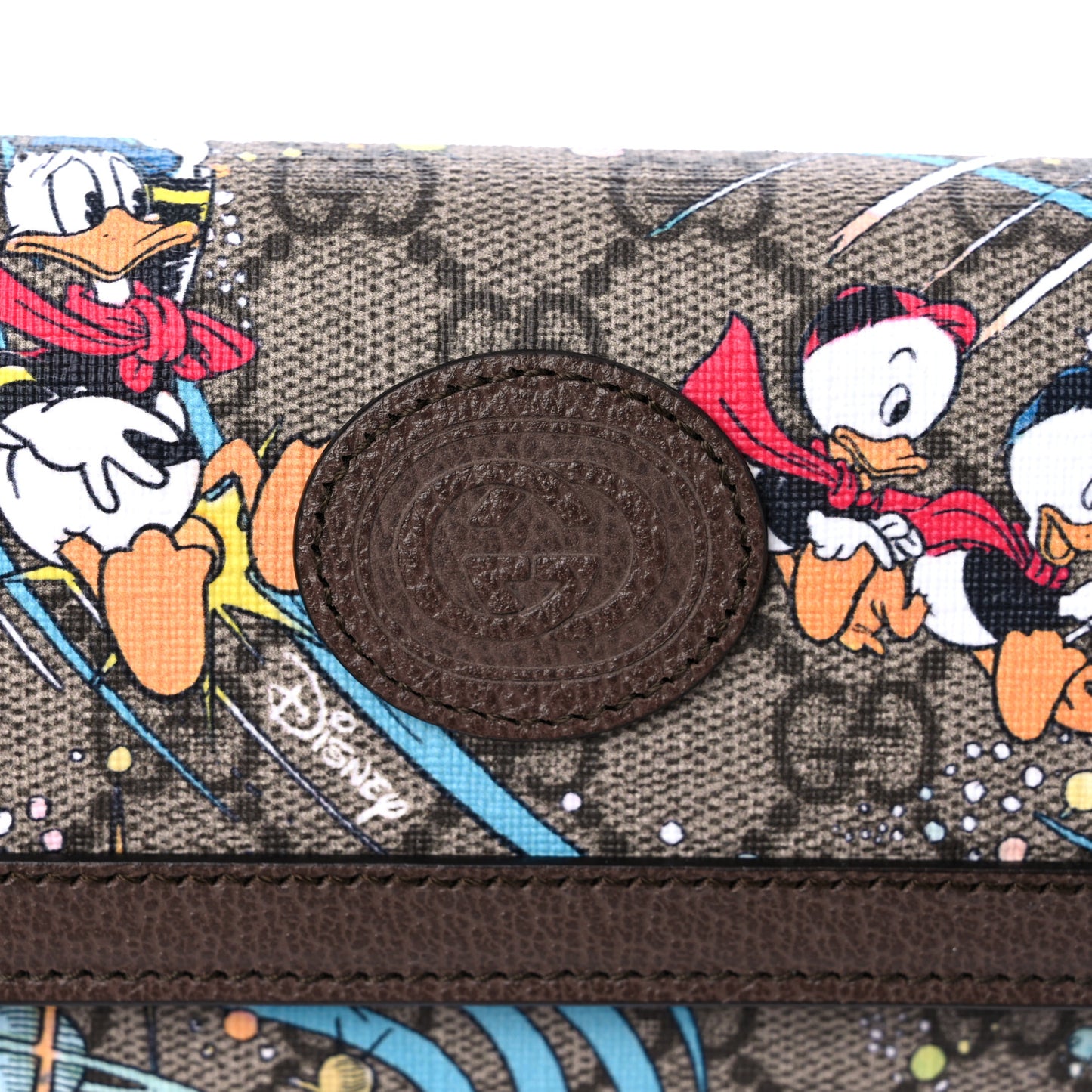 X DISNEY GG Supreme Monogram Donald Duck Interlocking G Continental Wallet Beige Multicolor New Acero