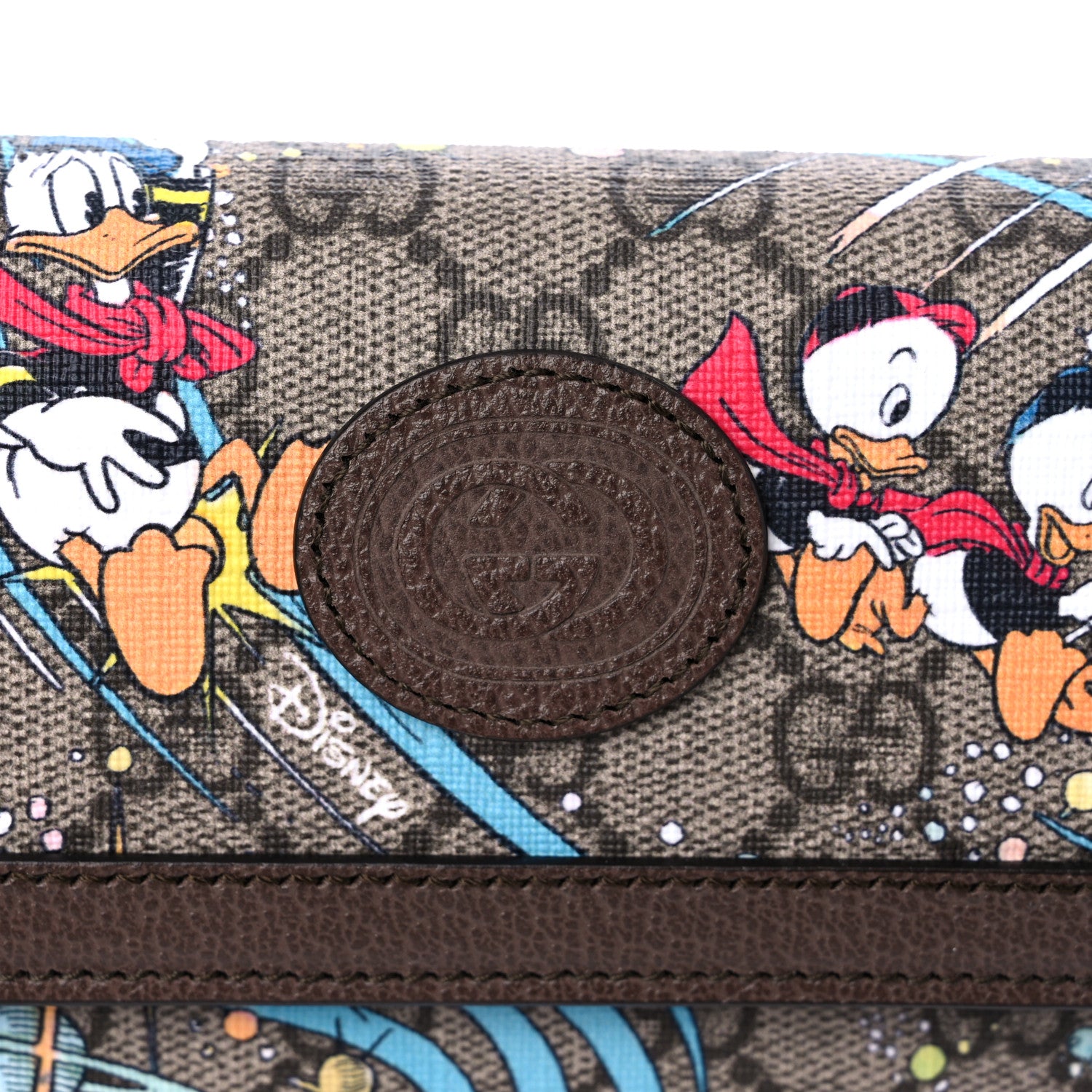 Gucci X DISNEY GG Supreme Monogram Donald Duck Interlocking G Continental Wallet Beige Multicolor New Acero 10 of 10