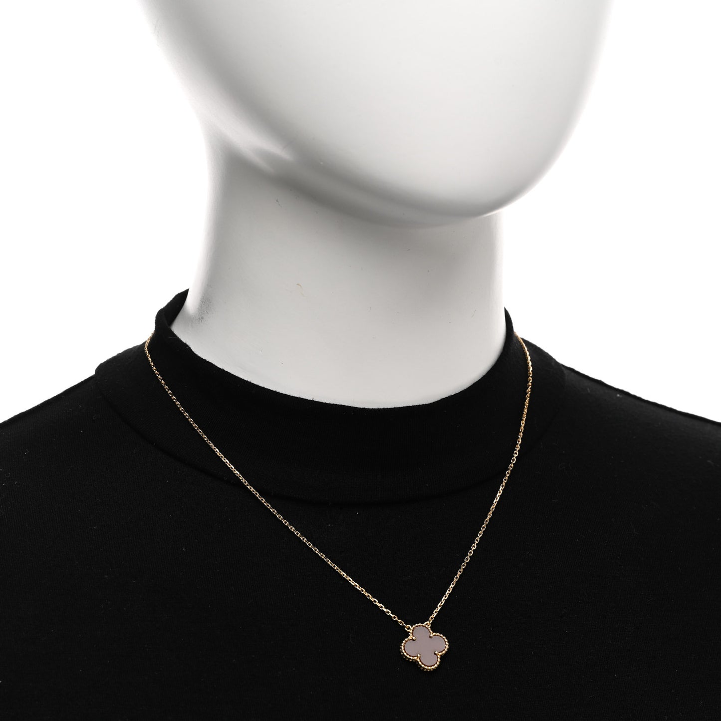 18K Yellow Gold Carnelian Vintage Alhambra Pendant Necklace