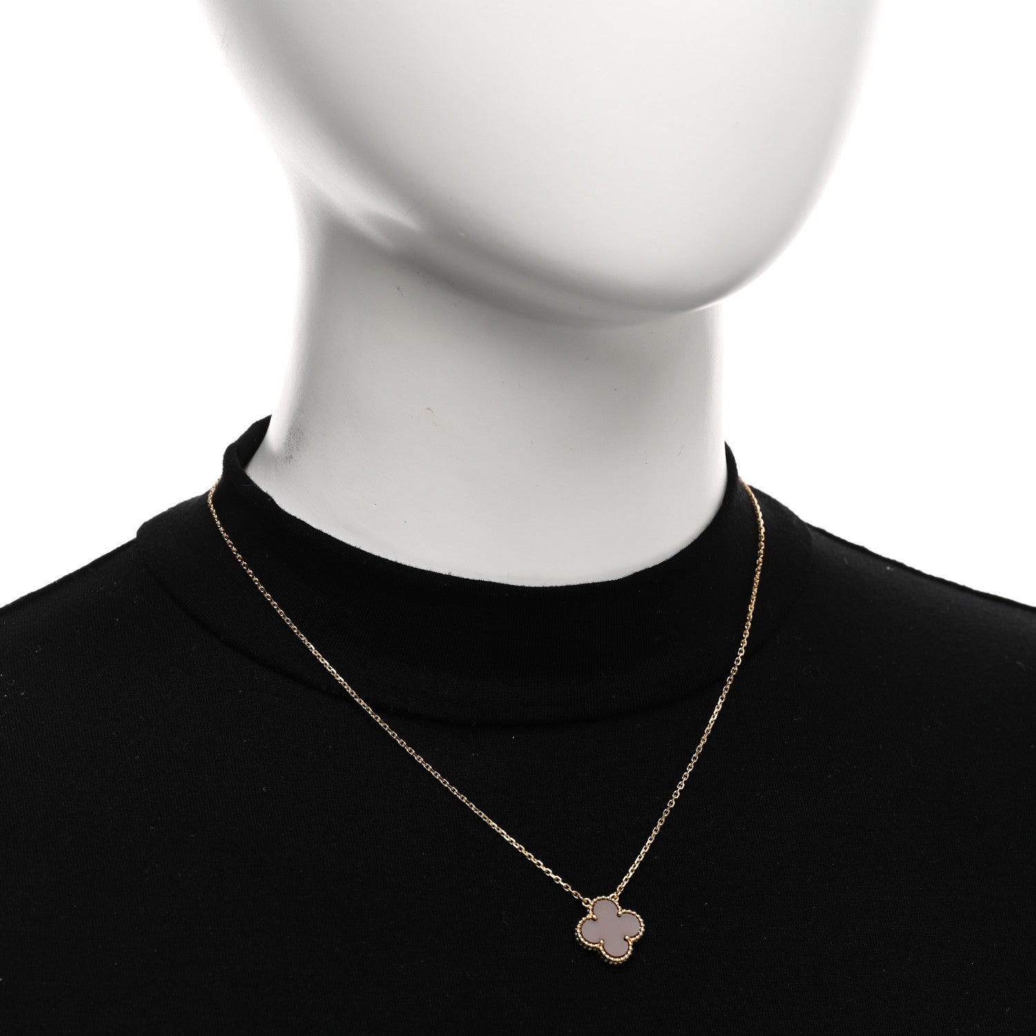 Van Cleef & Arpels 18K Yellow Gold Carnelian Vintage Alhambra Pendant Necklace 2 of 4