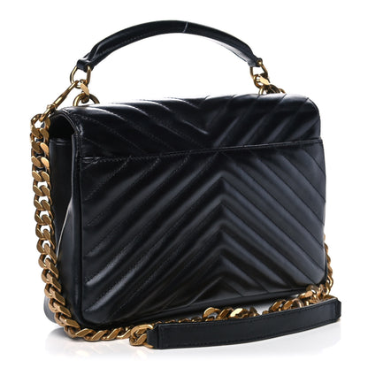 Saint Laurent Calfskin Matelasse Chevron Studded Monogram Medium College Bag Black 2 of 11