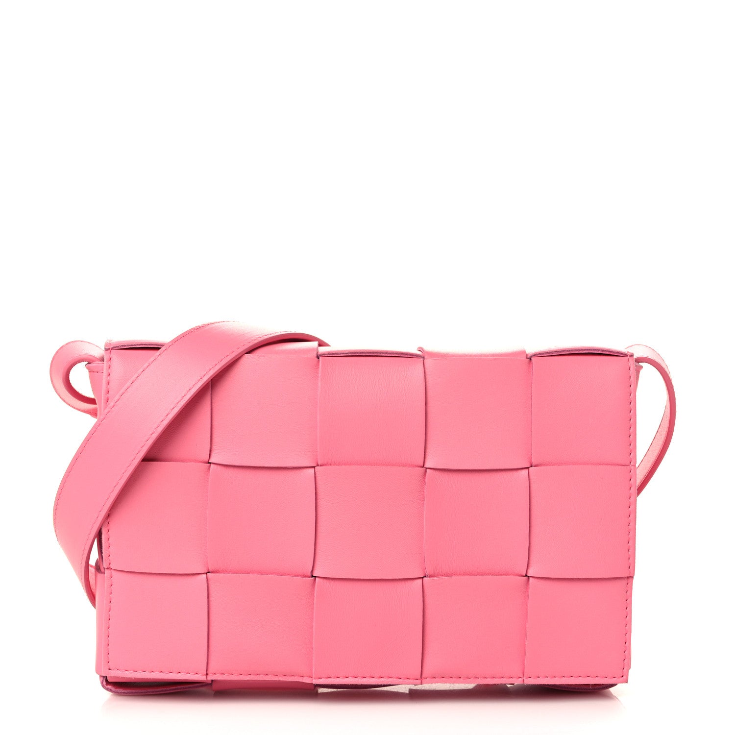 Bottega Veneta Lambskin Maxi Intrecciato Cassette Crossbody Bag Pink 1 of 9