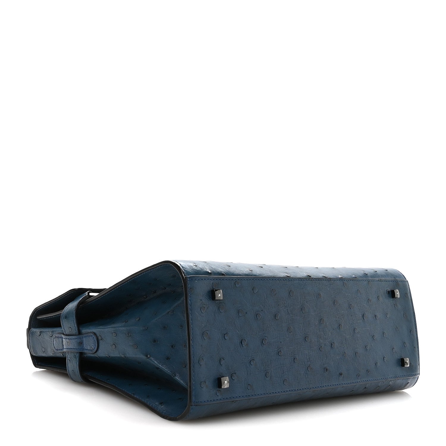 Delvaux Ostrich GM Tempete Satchel Bleu De Presse 4 of 9