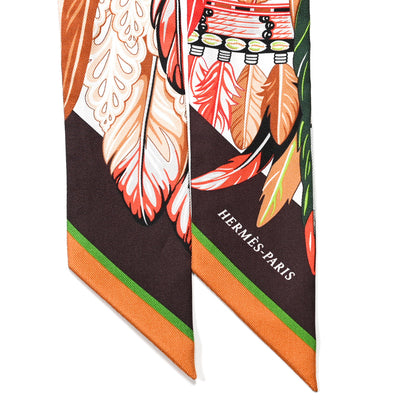 Hermes Silk La Danse Pacifique Twilly Vert Vif Corail 2 of 4