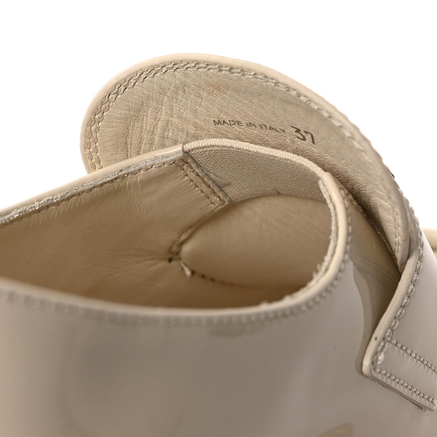 Prada Vernice Metal Triangle Logo 50mm Loafers 37 Avorio 8 of 9