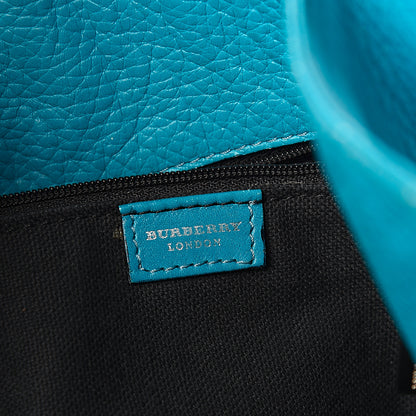 Burberry Grainy Calfskin House Check Horn Toggle Tote Blue 5 of 11
