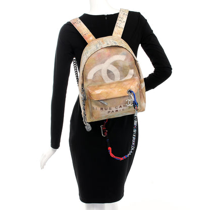 Chanel Graffiti Printed Canvas Medium Backpack Beige 2 of 7