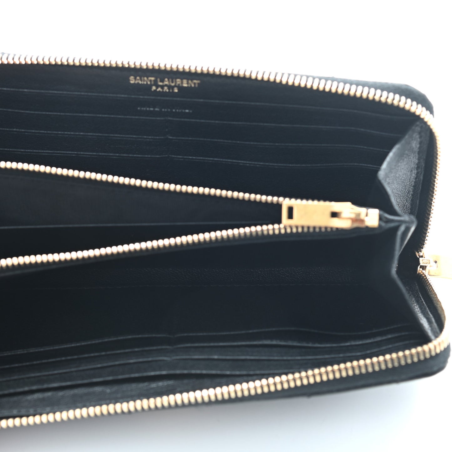 Goatskin Matelasse Chevron Monogram Zip Around Wallet Black